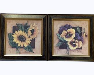 133 - 2 Framed Barbara Mock Prints - 12 x 12
