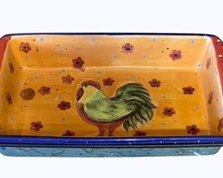 44 - Susan Wingets Casserole Dish w/ Stand Certified International - 21 x 9 x 5
