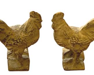 19 - 2 Cast Iron Roosters - 3.5"
