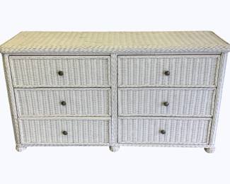 335 - Wicker 6 Drawer Dresser - 17 x 52 x 29

