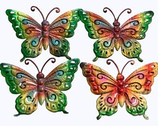 253 - Set of 4 Metal Butterfly Wall Decor - 9 x 7
