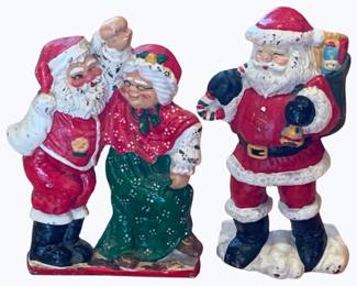 226 - 2 Cast Iron Christmas Figurines - 9"
