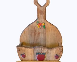 41 - Vintage Wooden Paper Plate Holder w/ Rolling Pin
