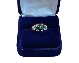 14k gold band ring with gemstones 