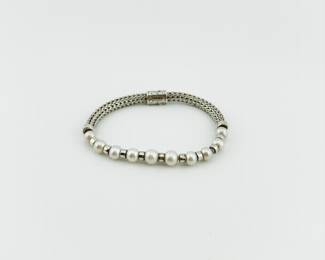 John hardy Sterling silver fresh water cultured pearl bracelet