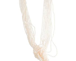 Multi strand pearl necklace with heavy 18k gold diamond Clasp