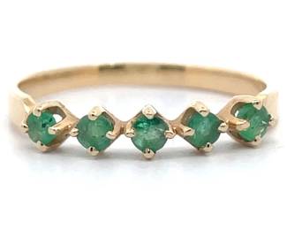 Emerald Five-Stone Estate Stacking Ring in 14k Yellow Gold

