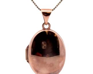 Brightly Polished Oval Locket Chain in 14k Rose Gold
