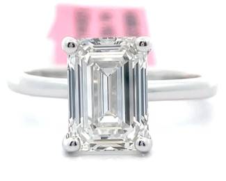 NEW! 3 Carat Diamond Emerald Cut Solitaire Ring in 14k White Gold