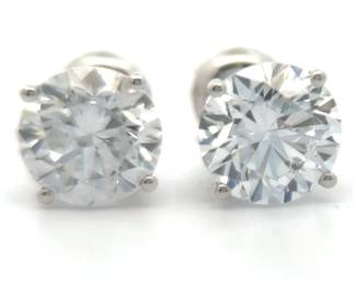 NEW! 3.10 Carat Diamond Round Solitaire Stud Earrings in 14k White Gold