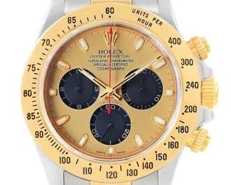 Rolex Daytona "Paul Newman" Chronograph Watch 116523 with Champagne Dial and Black Subdials in Steel & 18K Yellow Gold w/ Box