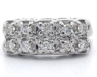 Estate 0.50 Carat Natural Diamond Dual Row Ring in 14k White Gold

