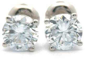 NEW! 1.45 Carat Diamond Solitaire Stud Earrings in 14k White Gold w/ EGL Report

