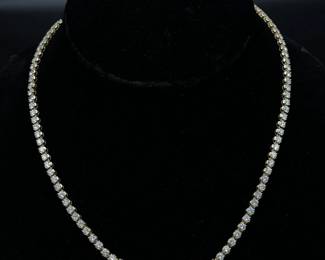 10 Carat Diamond Tennis Chain Adjustable Length Necklace in Yellow Gold