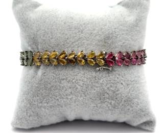 Multi-Color Rainbow Sapphire Heart Cluster Bracelet