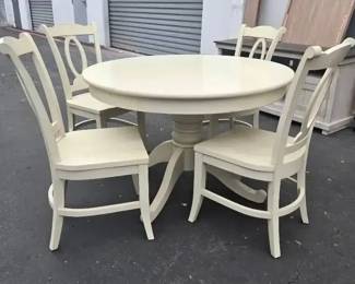 CT364Crate And Barrel Beige Kitchen Tabke And 4 Chairs. 