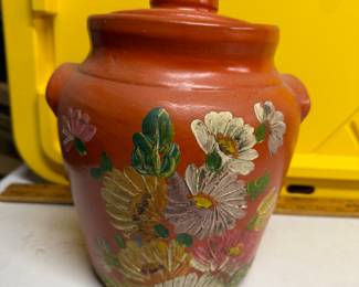 Orange Ransburg Pottery Cookie Jar $18.00