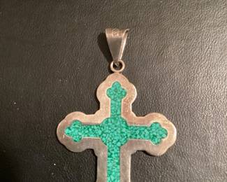 Sterling Silver and Turquoise Mosaic Pendant $17.00