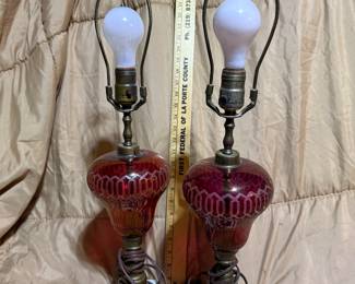 Ruby Red Lamps $75.00 for the pair