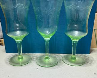 3 Uranium Glasses $12.00