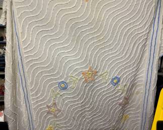 Star and Flower Chenille Bedspread (has some fraying) $28.00
