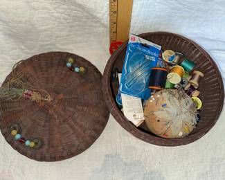 Woven Sewing Basket with Contents $8.00