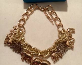 Gold Tone Elephant Charm Bracelet $15.00
