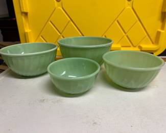 Jadeite Swirl Fire King Mixing Bowl Set $68.00