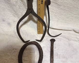 Hay Hook, Ice Tongs, Horse Shoe, Spike $20.00