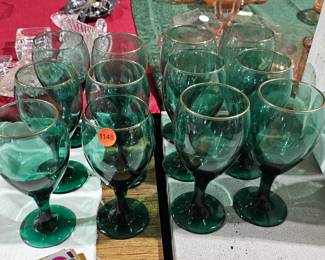 GREEN DRINKING GLASSES LOT