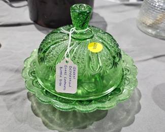 GREEN BUTTER DISH