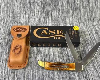 CASE POCKET KNIFE AND LEATHER CASE