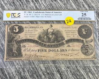 confederate 1861 $5 