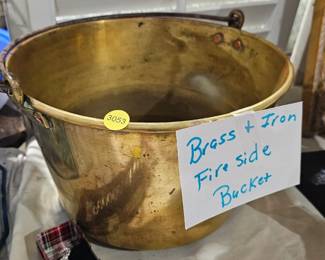 BRASS AND IRON FIRESIDE BUCKET