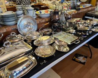 Silverplate serving dishes