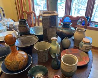 Art pottery with several signed pieces