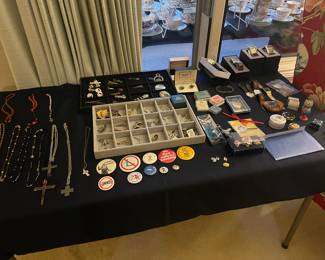 Jewelry items with cuff links, watches and religous