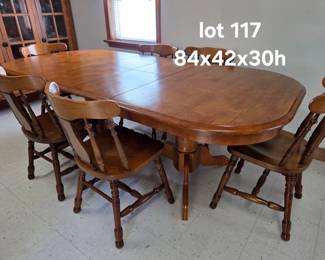 Double pedestal dining table and 6 chairs