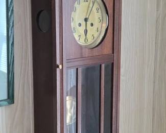 Antique mission oak wall clock