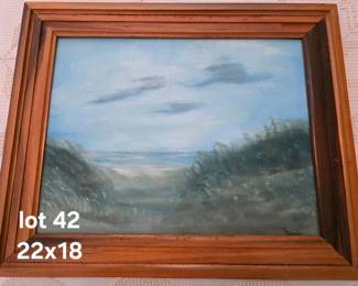 Vintage wood framed acrylic art