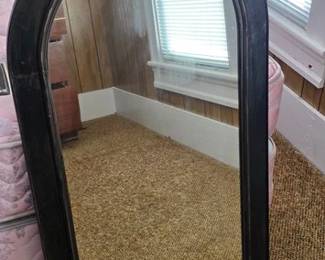 Antique arch top wood framed mirror