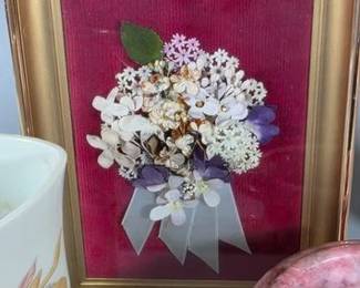 Framed dried flower wall art