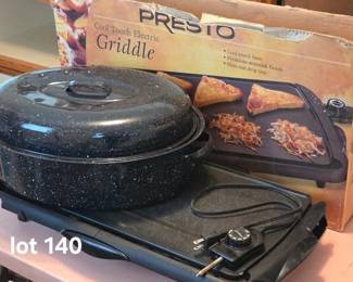 Enamelware roaster and electric griddle