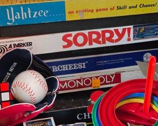 Vintage board games and novelty toys