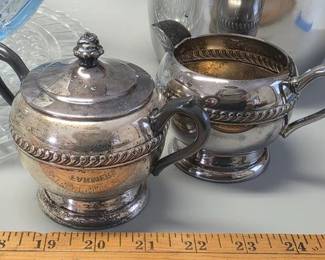 Silverplate sugar and creamer set