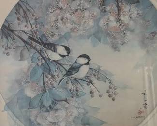 Detail of signed and numbered birds print