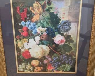 Large framed floral print