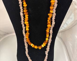 rose quartz and amber