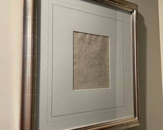 pair of picasso etchings (signed), "femme nue de dos" (1956) and "eurydice piquee par un serpent" (1930)