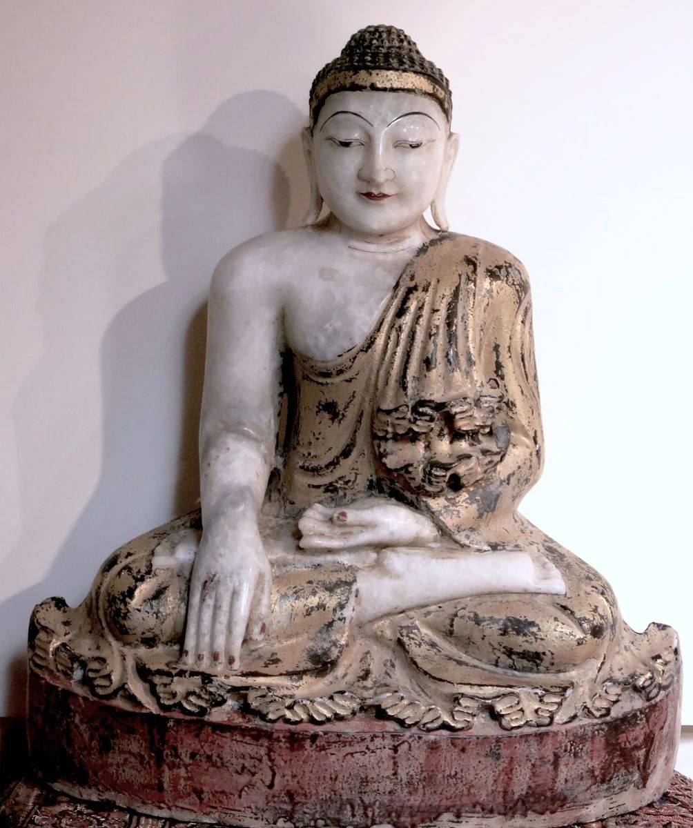 Shan Period Burmese Gilt Quartz Crystal Buddha Shakyamuni